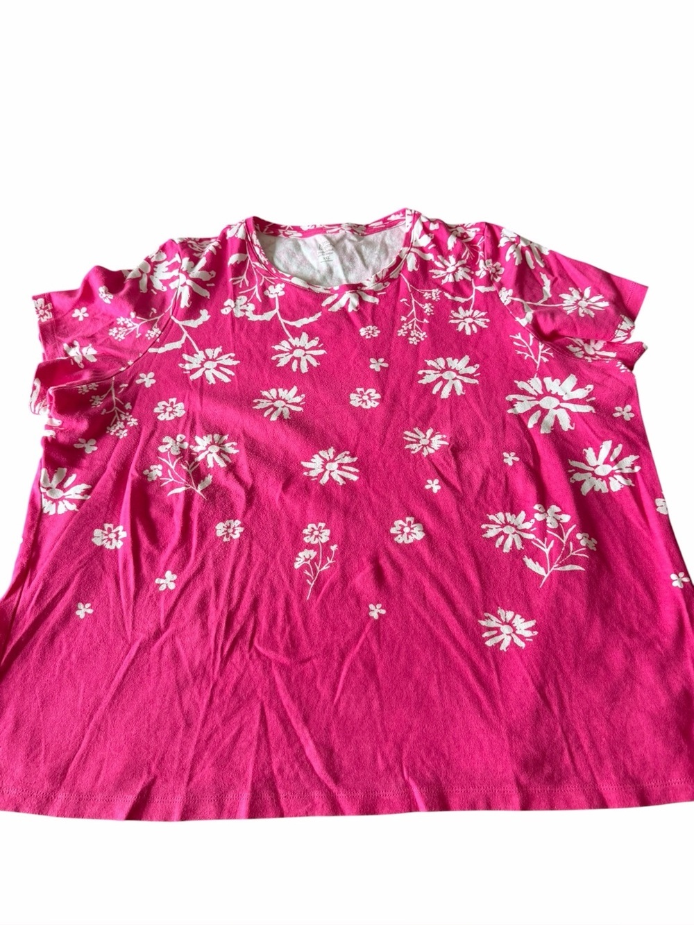 Kim Rogers Bright Pink Floral Short Sleeve Tee